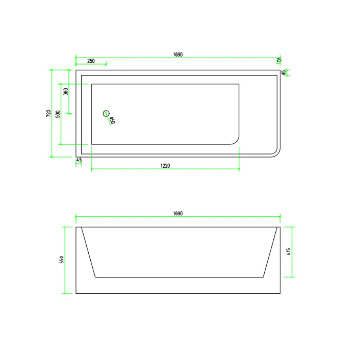 Corner 1700 Left Fit Freestanding Bath Tub - Image 4