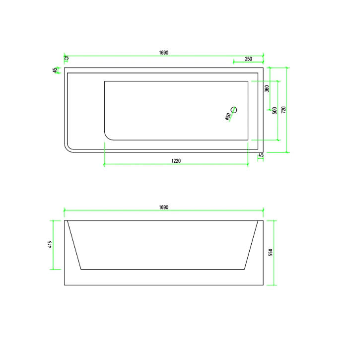 Corner 1700 Right Fit Freestanding Bath Tub - Image 2