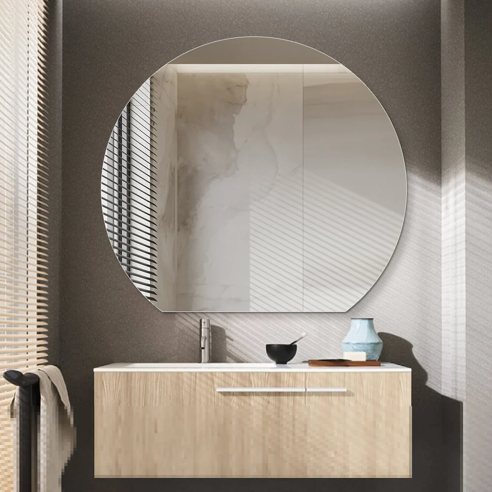 Cove 900 x 800 D Shape Polished Edge Mirror