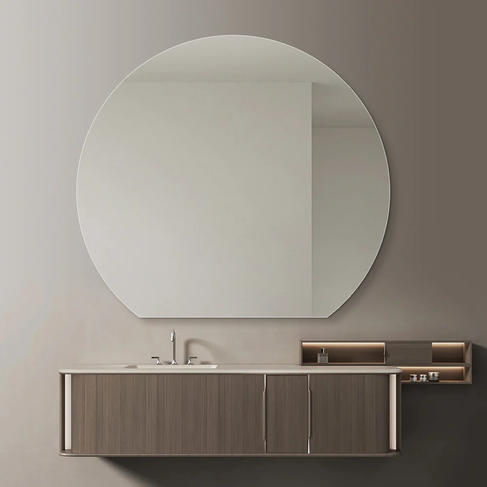 Cove 900 x 800 D Shape Polished Edge Mirror - Image 3