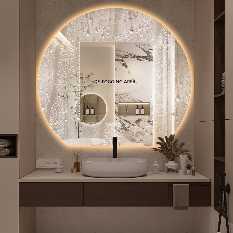 Cove Touchless 1200 x 1100 D Shape LED Mirror - Three Light Temperatures - Image 3