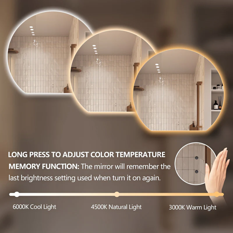 Cove Touchless 1500 x 1350 D Shape LED Mirror - Three Light Temperatures - Image 4