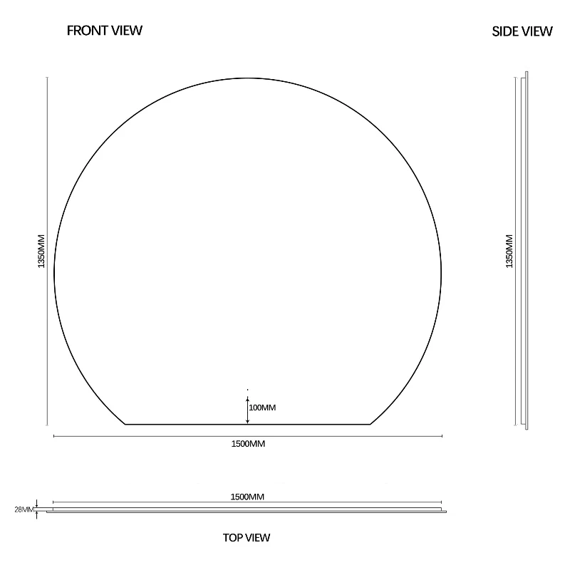 Cove Touchless 1500 x 1350 D Shape LED Mirror - Three Light Temperatures - Image 6