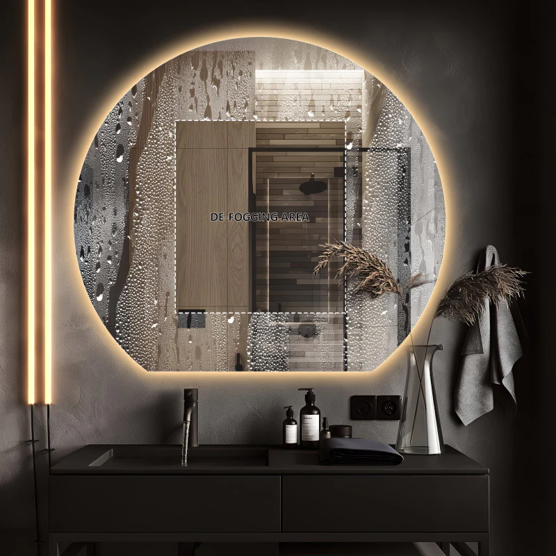 Cove Touchless 900 x 800 D Shape LED Mirror - Three Light Temperatures - Image 5