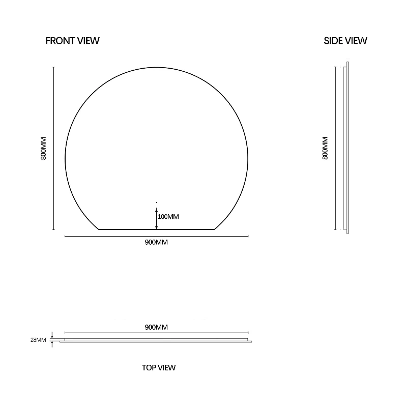 Cove Touchless 900 x 800 D Shape LED Mirror - Three Light Temperatures - Image 7