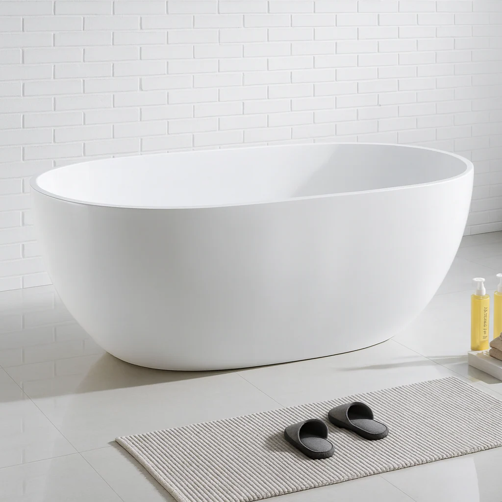 Cremona 1300 Gloss White Round Freestanding Bath Tub - Image 2