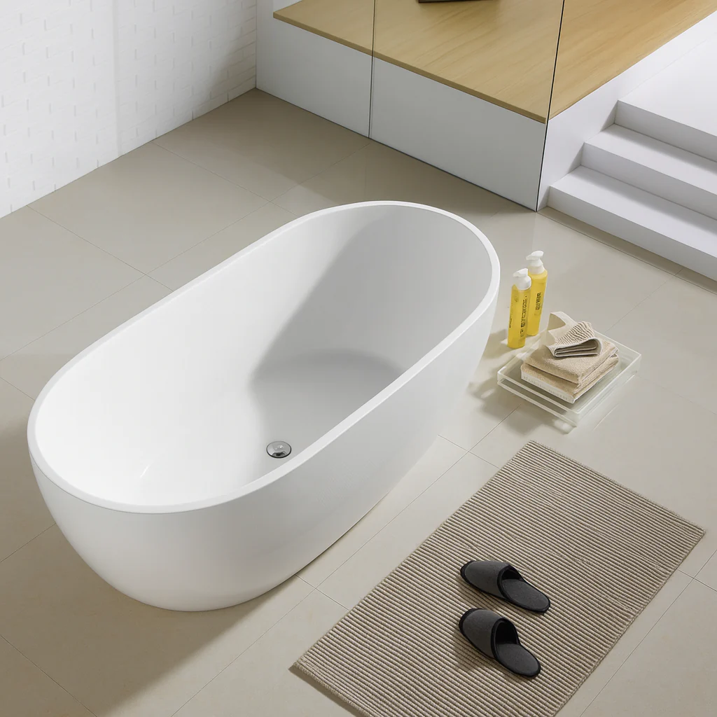 Cremona 1300 Gloss White Round Freestanding Bath Tub - Image 3