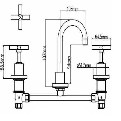 Cremona Crossed Basin Tap Set - Image 2