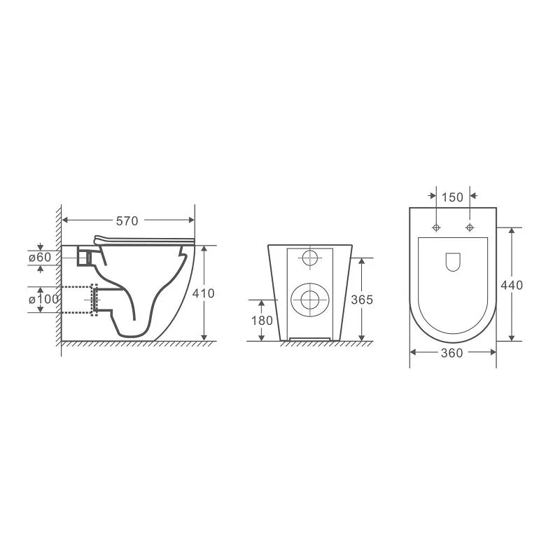 Cremona Tornado & Rimless Vortex In Wall Toilet Suite Pan - Image 3