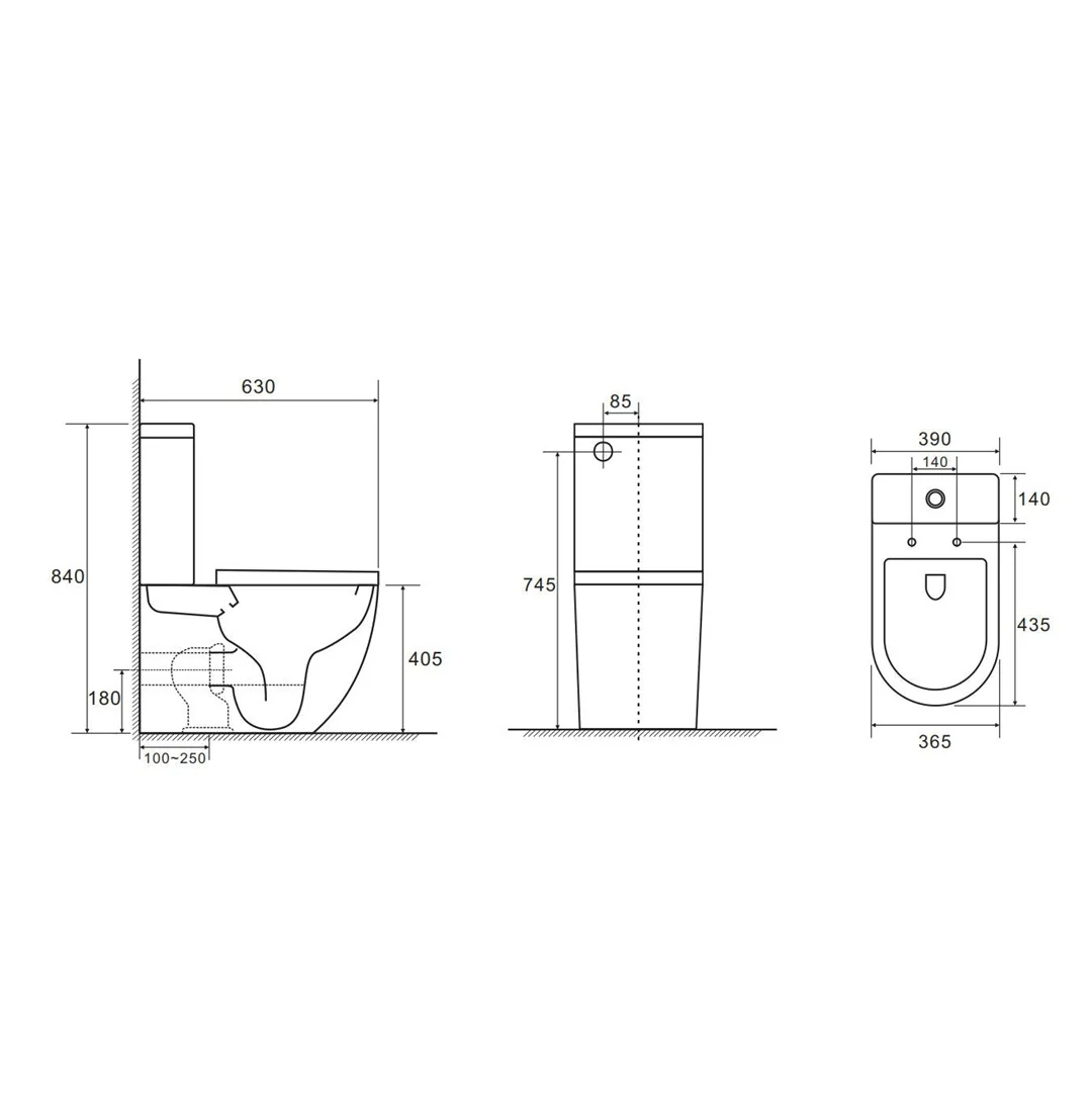 Cremona Tornado Rimless Vortex Short Projection Toilet Suite - Image 4