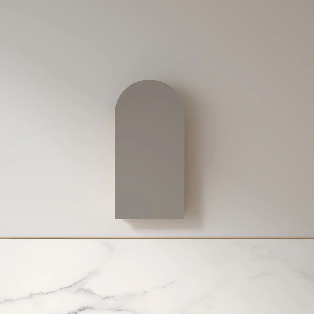 Cresta 450 x 900mm Light Walnut Arched Shaving Cabinet - Image 3