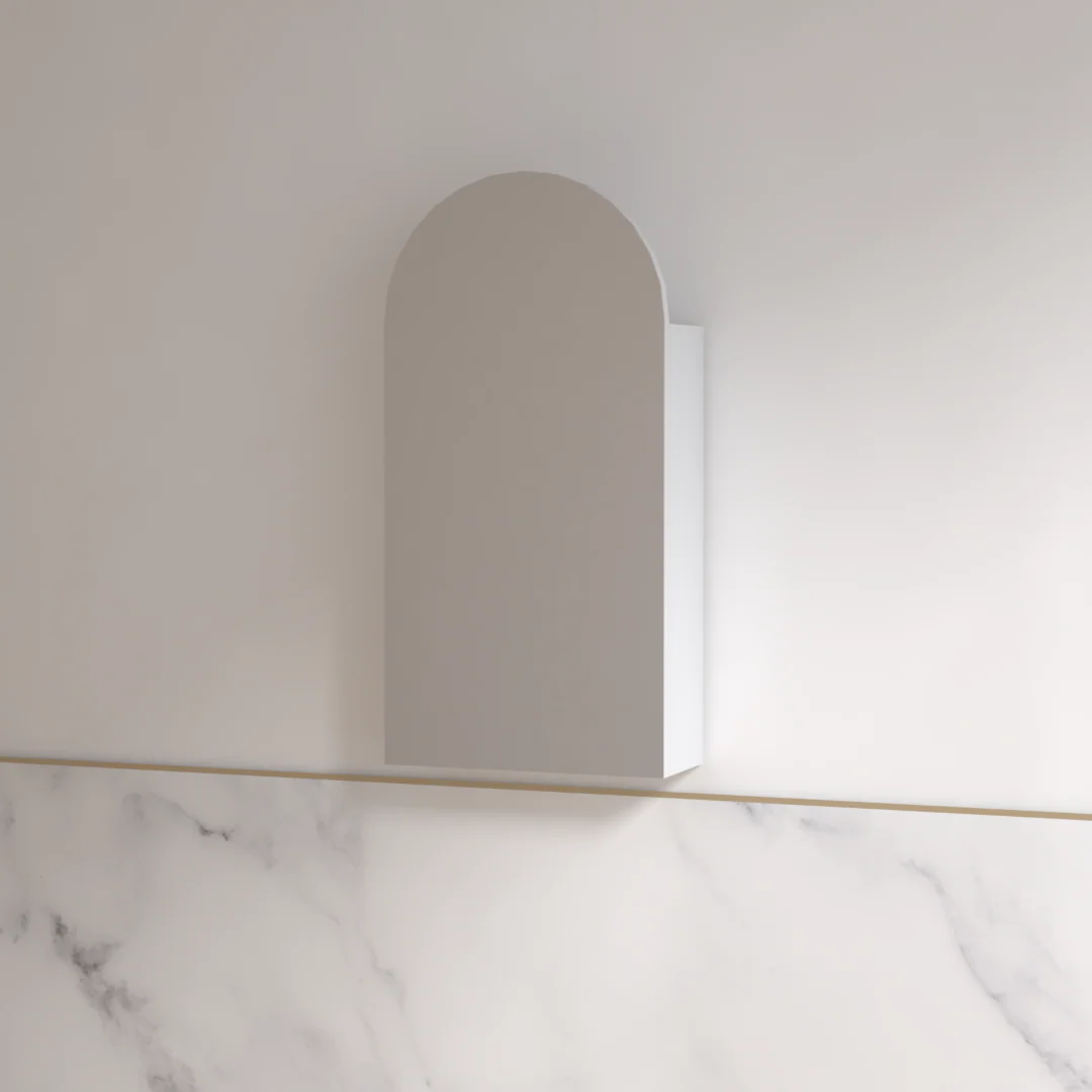 Cresta 450 x 900mm Matte White Arched Shaving Cabinet