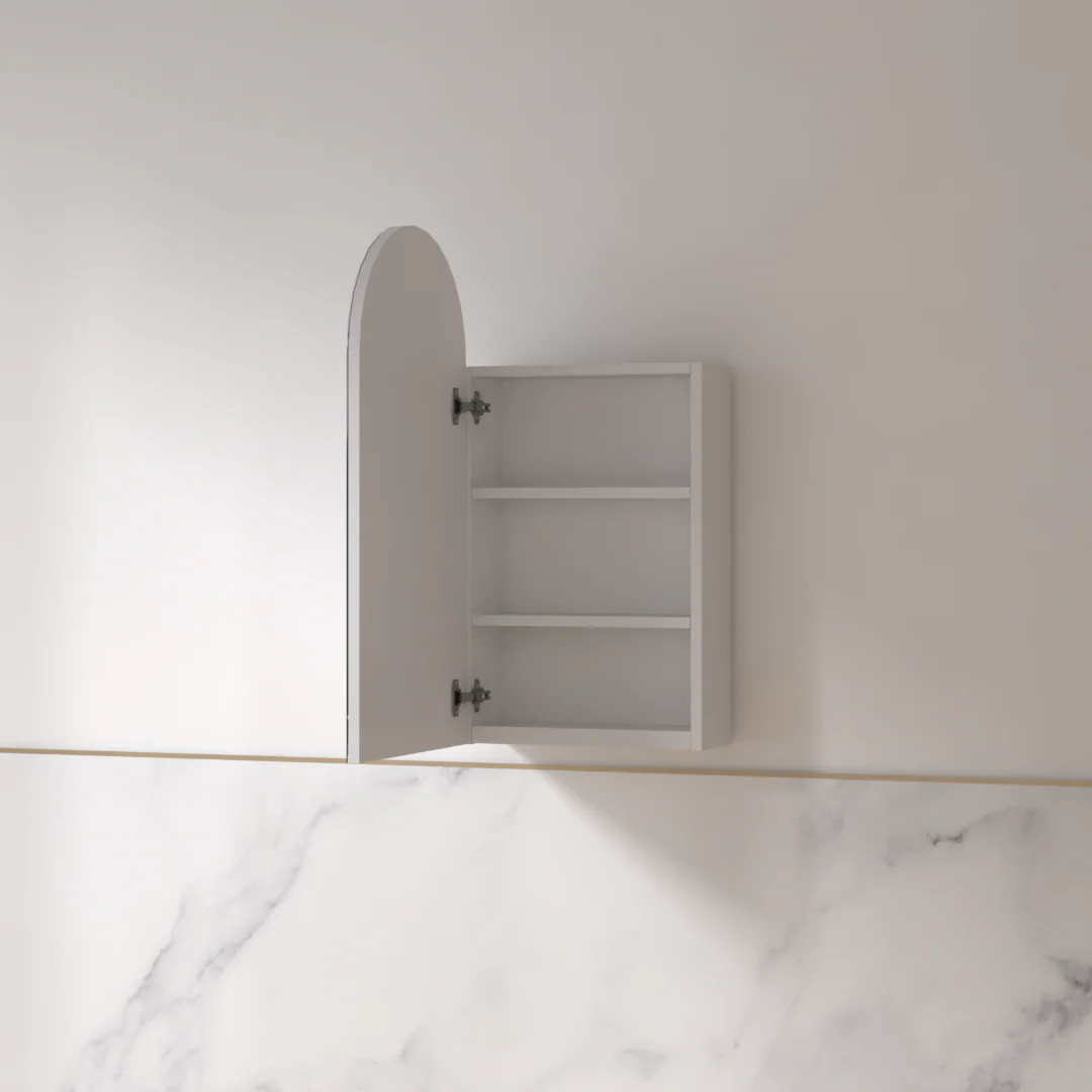 Cresta 450 x 900mm Matte White Arched Shaving Cabinet - Image 2