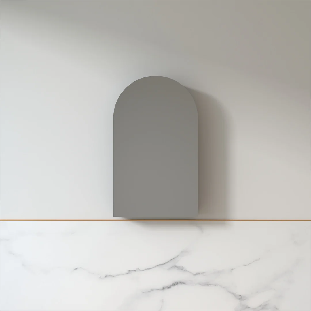 Cresta 600 x 1000mm Full Depth Light Walnut Arched Shaving Cabinet - Image 3