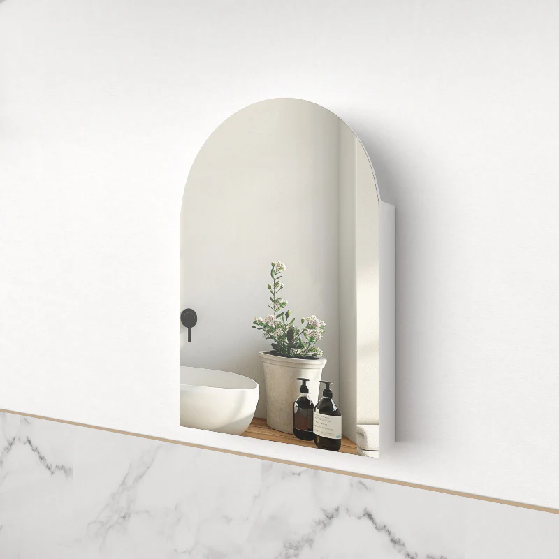 Cresta 600 x 900mm Matte White Arched Shaving Cabinet