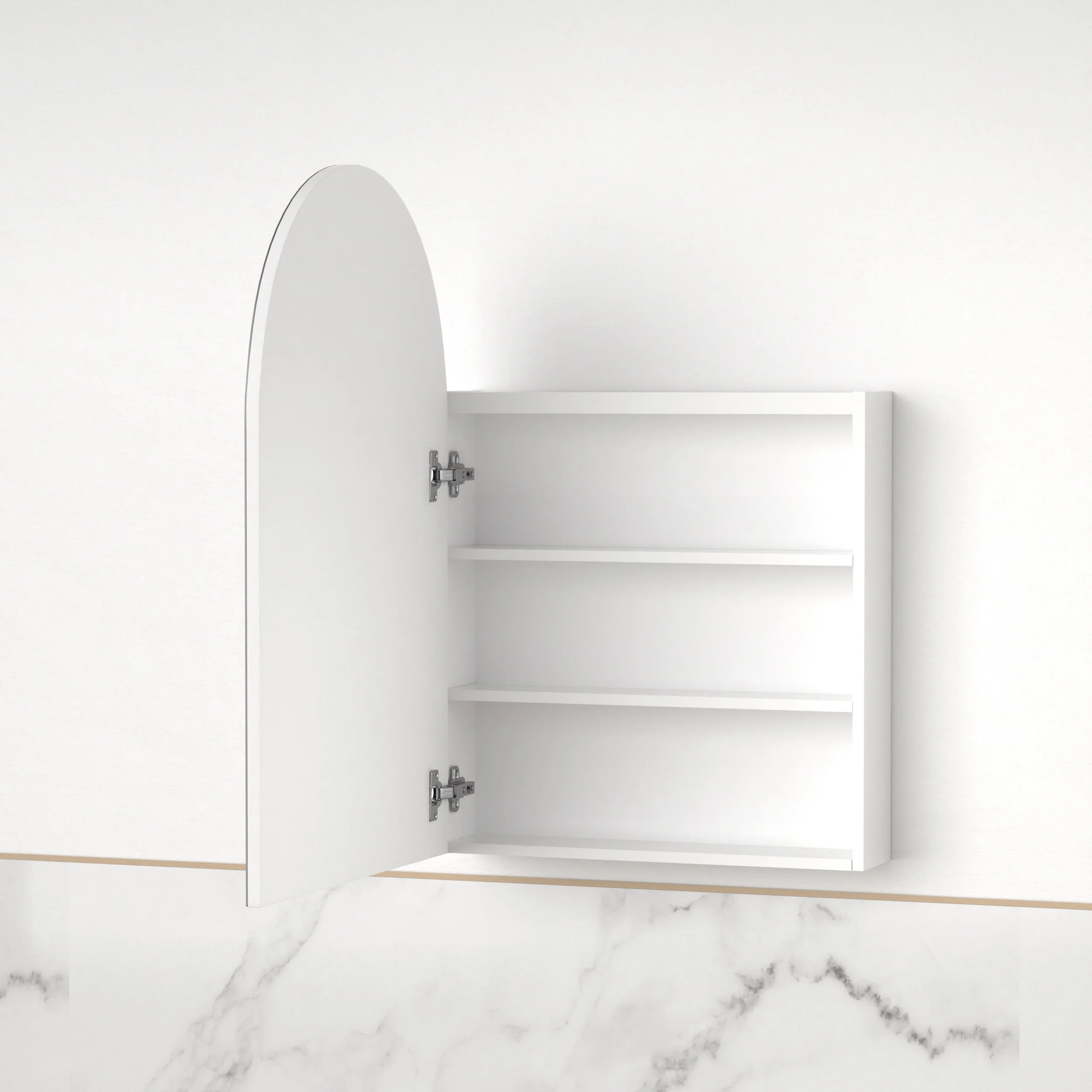Cresta 600 x 900mm Matte White Arched Shaving Cabinet - Image 3