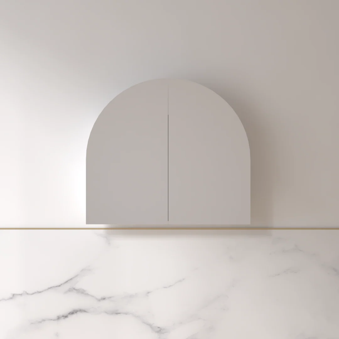 Cresta 900 x 800mm Matte White Arched Shaving Cabinet