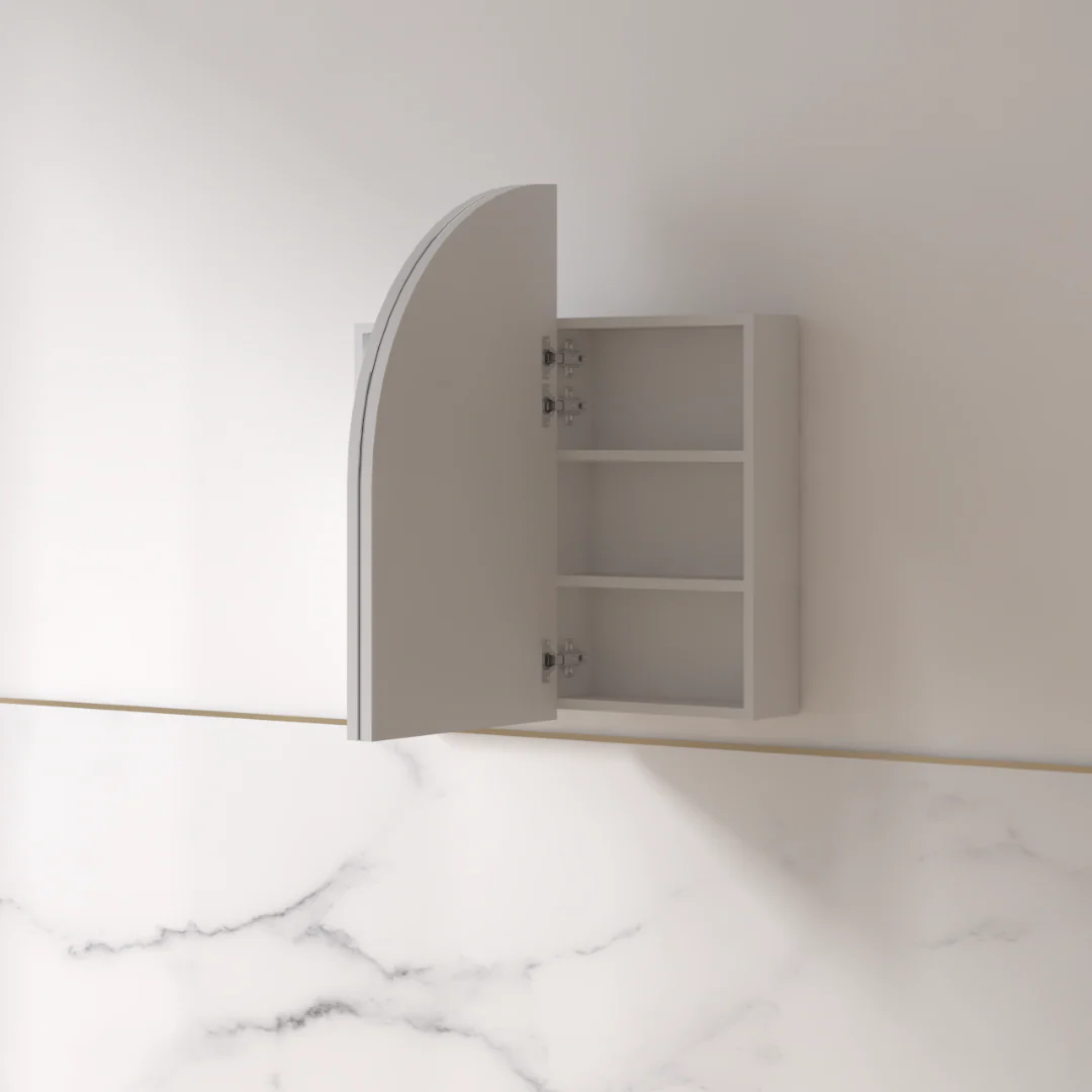 Cresta 900 x 800mm Matte White Arched Shaving Cabinet - Image 2