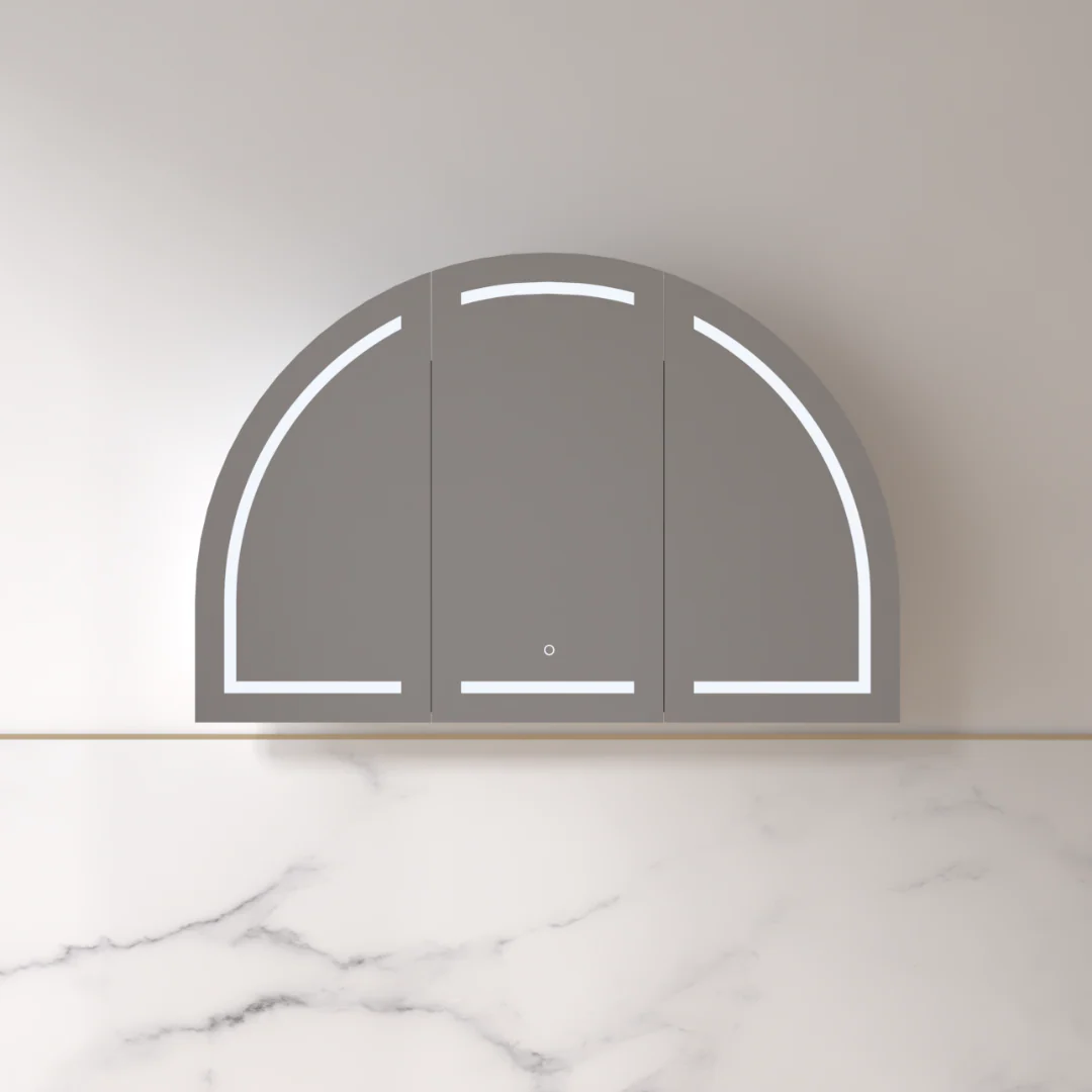 Cresta LED 1200 x 800mm Matte White Arched Shaving Cabinet