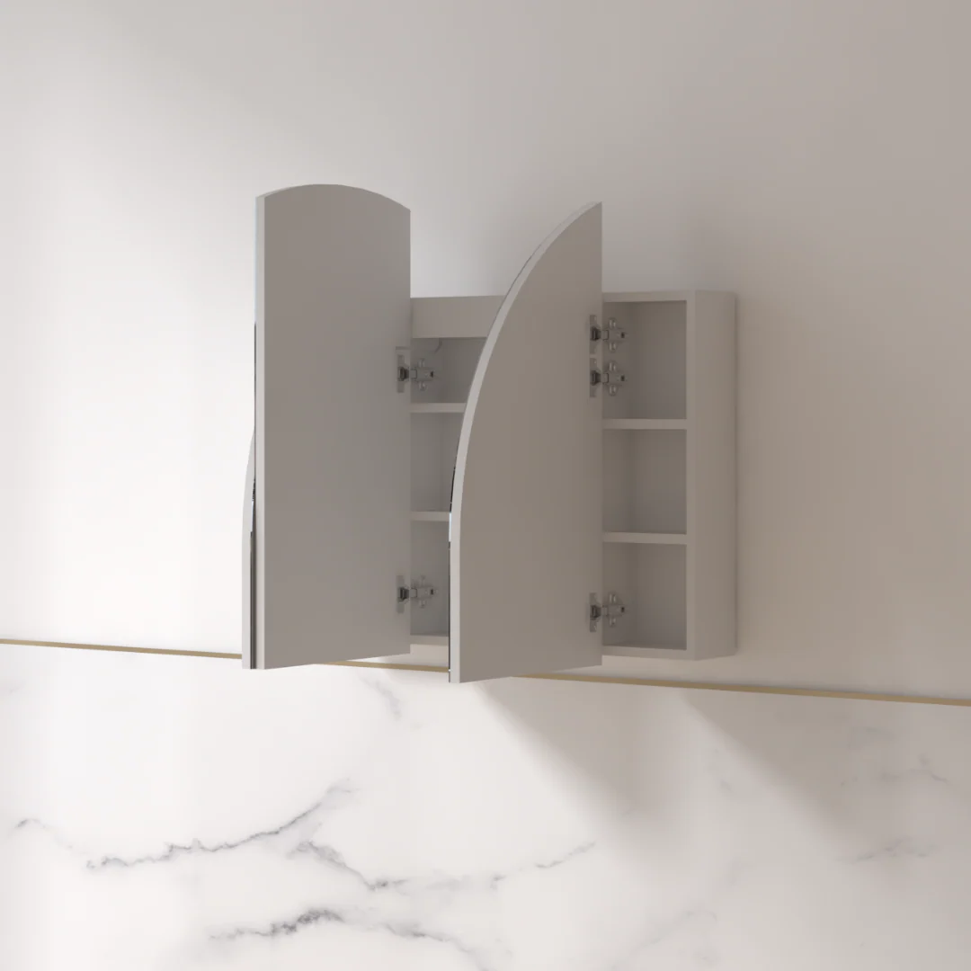 Cresta LED 1200 x 800mm Matte White Arched Shaving Cabinet - Image 2