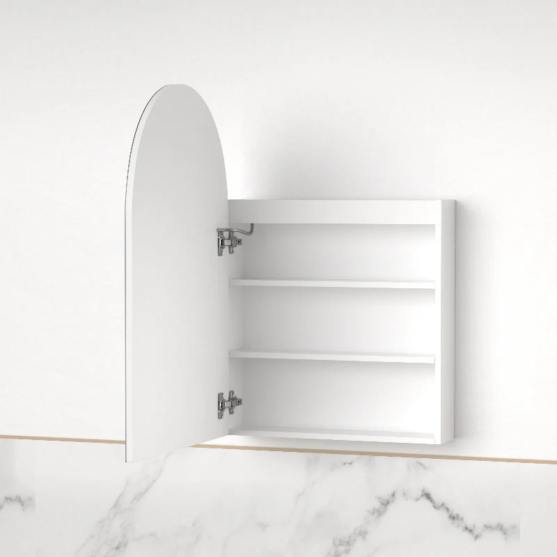 Cresta LED 600 x 900mm Matte White Arched Shaving Cabinet - Image 2
