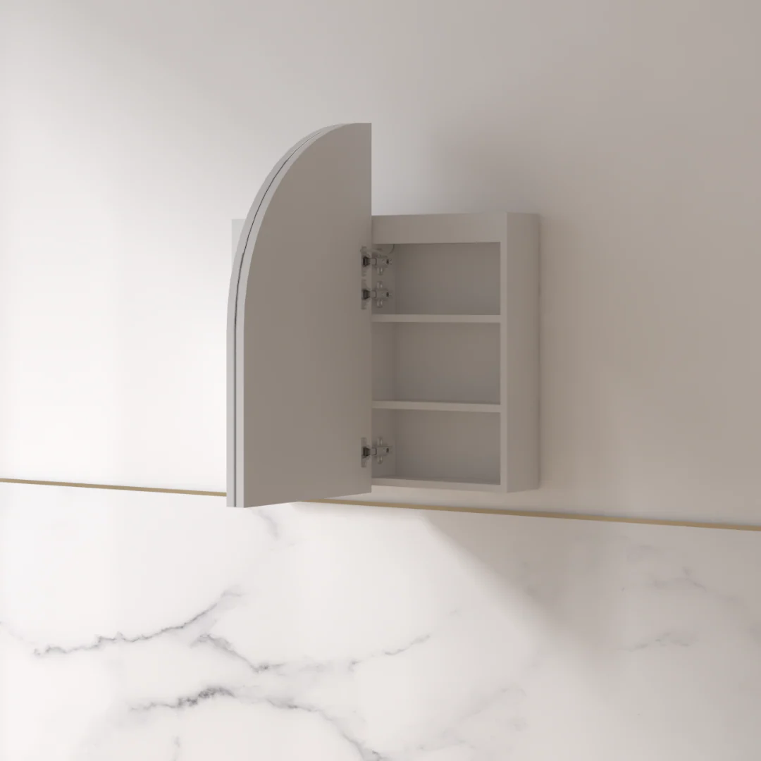 Cresta LED 900 x 800mm Matte White Arched Shaving Cabinet - Image 2