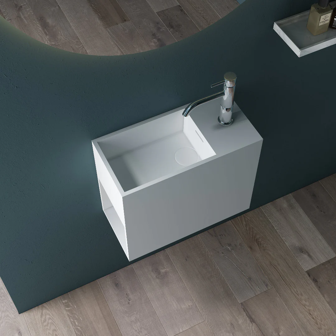 Cubo 450mm Solid Surface Stone Wall Hung Basin