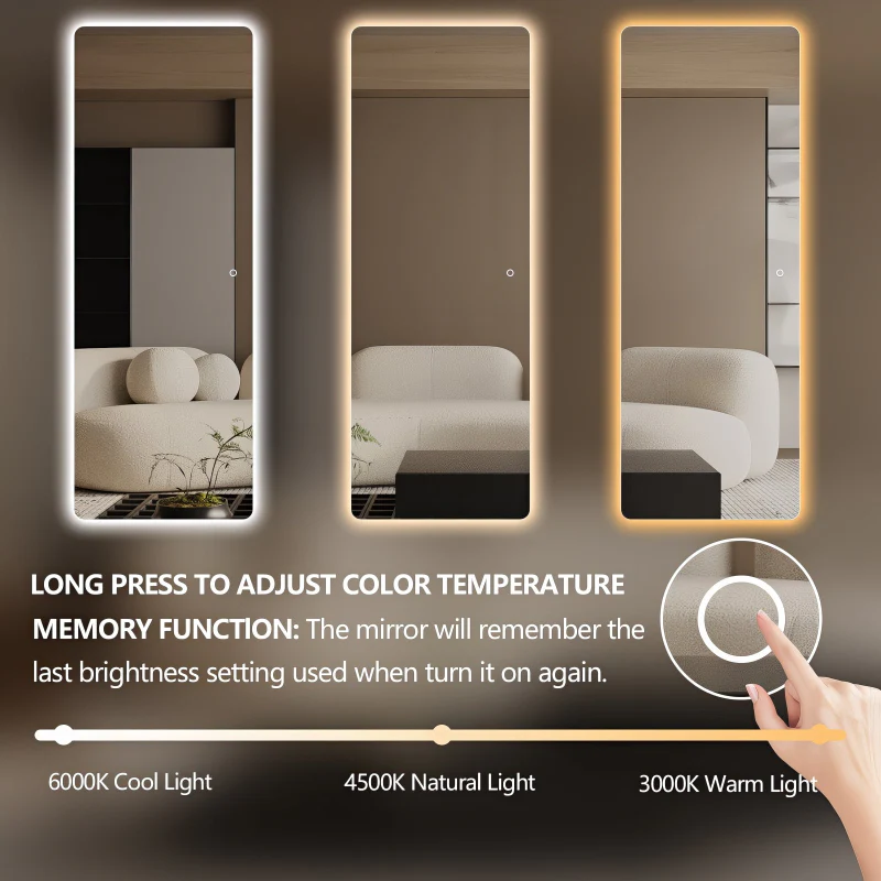 Curva 600 x 1650 LED Mirror - Three Light Temperatures - Image 5