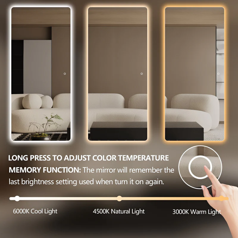 Curva 800 x 1800 LED Mirror - Three Light Temperatures - Image 5