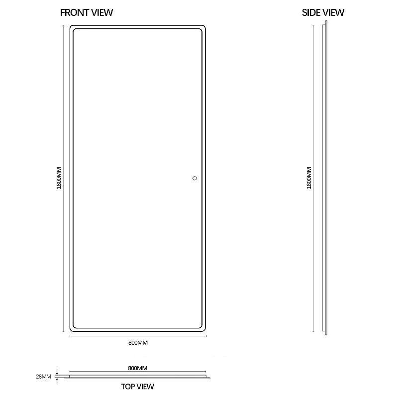Curva 800 x 1800 LED Mirror - Three Light Temperatures - Image 7