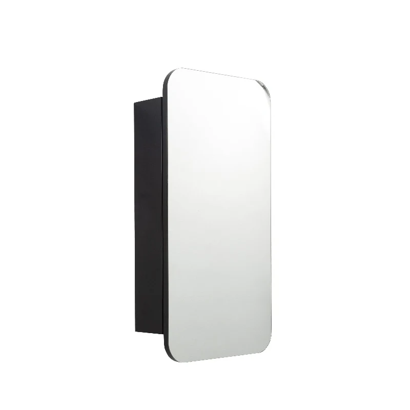 Curva Matte Black Square Shaving Cabinet