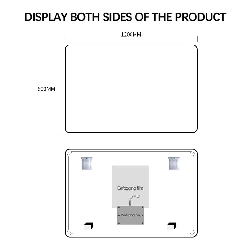 Curva Rectangle 1200 x 800 Touchless LED Mirror - Three Light Temperatures - Image 11