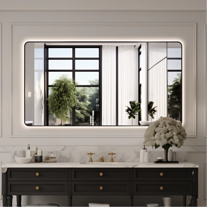 Curva Rectangle 1500 x 800 Matte Black Touchless LED Mirror - Three Light Temperatures