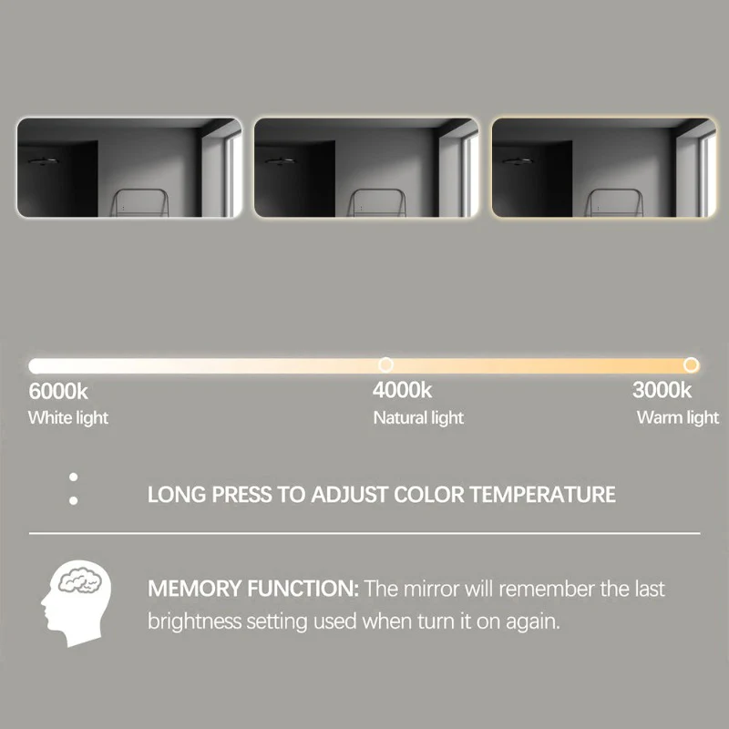 Curva Rectangle 1800 x 800 Touchless LED Mirror - Three Light Temperatures - Image 4