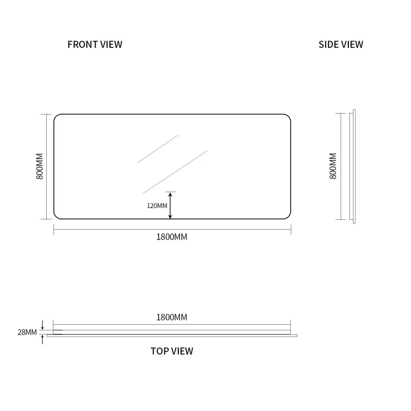 Curva Rectangle 1800 x 800 Touchless LED Mirror - Three Light Temperatures - Image 7