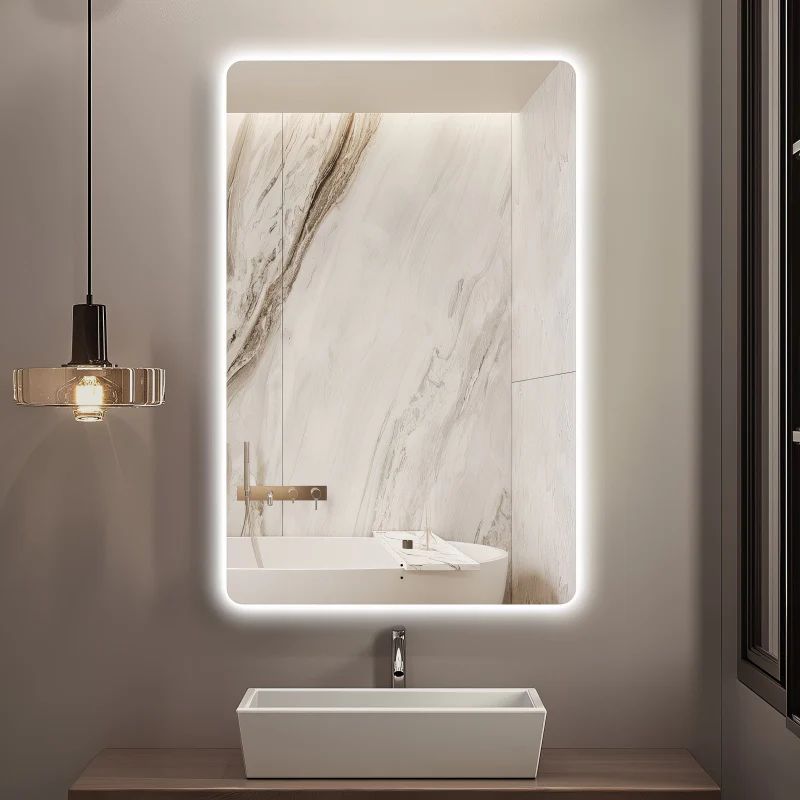 Curva Rectangle 450 x 700 Touchless LED Mirror - Three Light Temperatures - Image 2