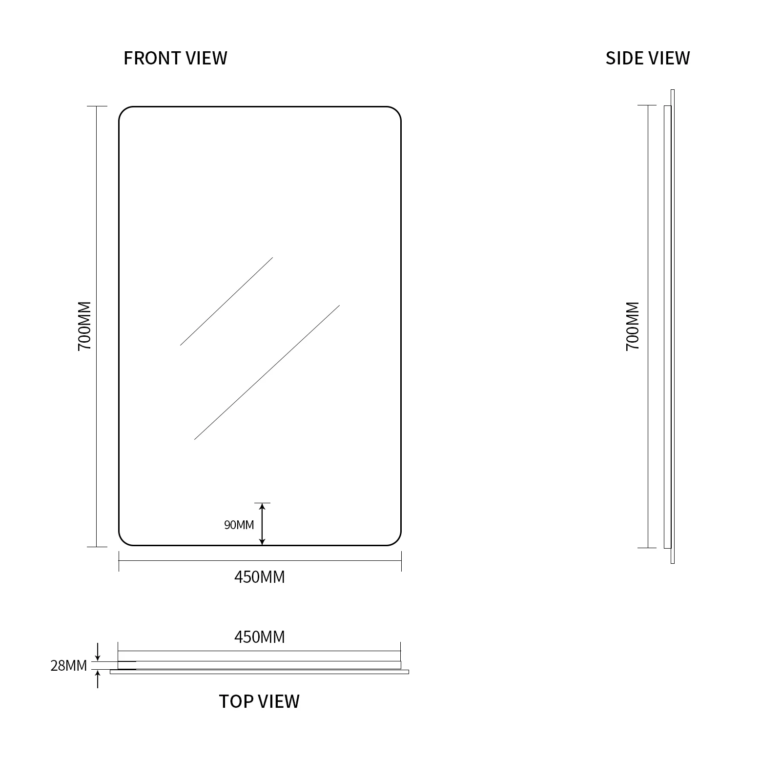 Curva Rectangle 450 x 700 Touchless LED Mirror - Three Light Temperatures - Image 7