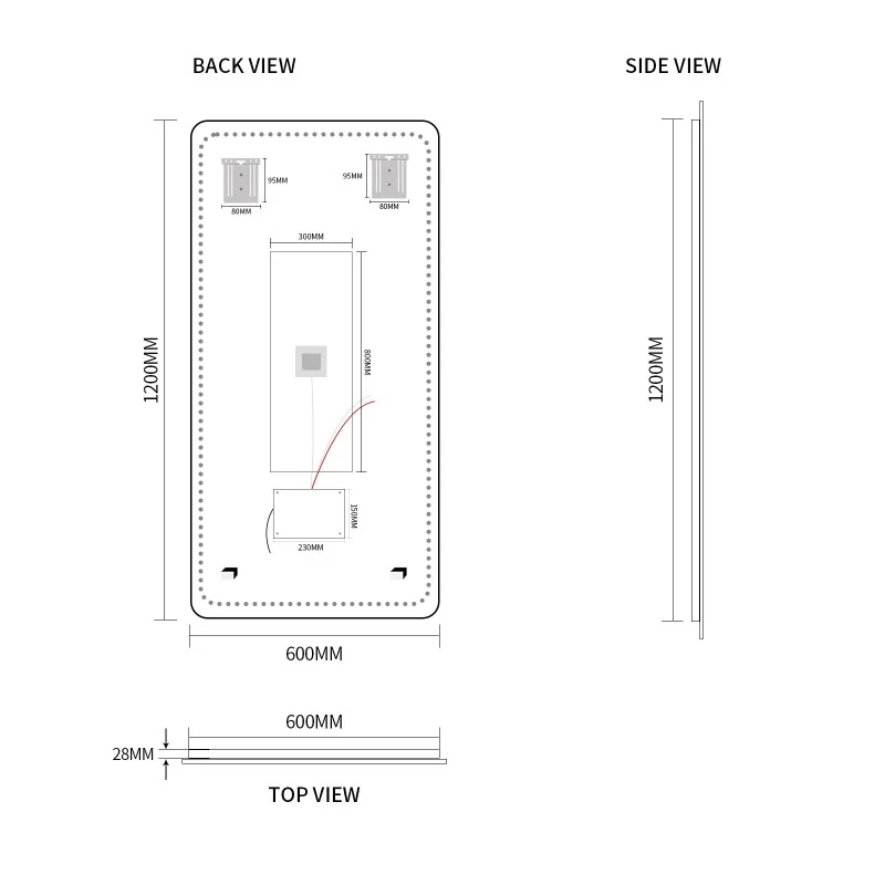 Curva Rectangle 600 x 1200 Touchless LED Mirror - Three Light Temperatures - Image 6
