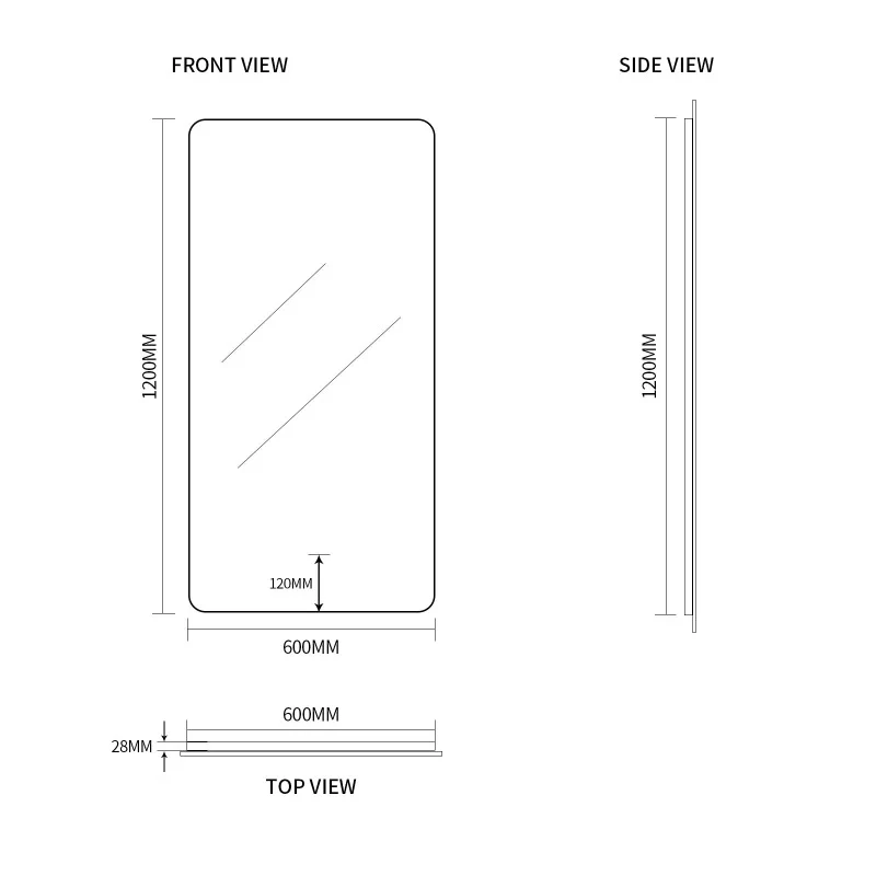 Curva Rectangle 600 x 1200 Touchless LED Mirror - Three Light Temperatures - Image 7