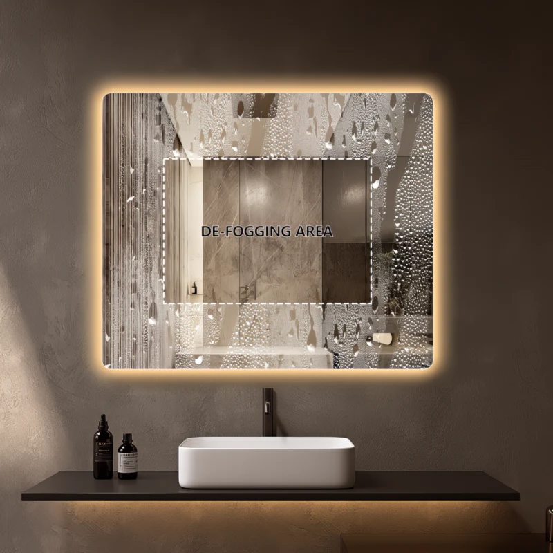 Curva Rectangle 900 x 750 Touchless LED Mirror - Three Light Temperatures - Image 5