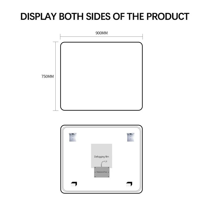Curva Rectangle 900 x 750 Touchless LED Mirror - Three Light Temperatures - Image 8