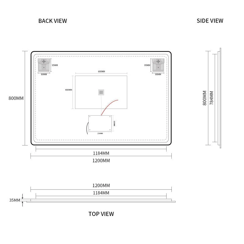 Curva Rectangle Brushed Gold 1200 x 800 Touchless LED Mirror - Three Light Temperatures - Image 4