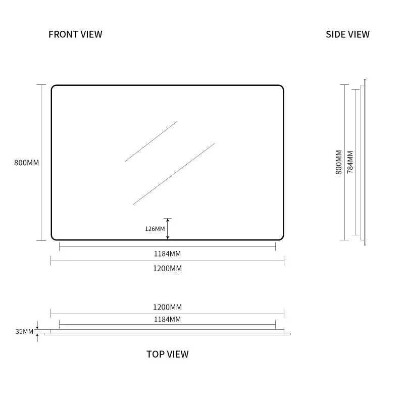 Curva Rectangle Brushed Gold 1200 x 800 Touchless LED Mirror - Three Light Temperatures - Image 5