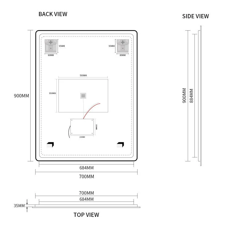 Curva Rectangle Brushed Gold 700 x 900 Touchless LED Mirror - Three Light Temperatures - Image 4