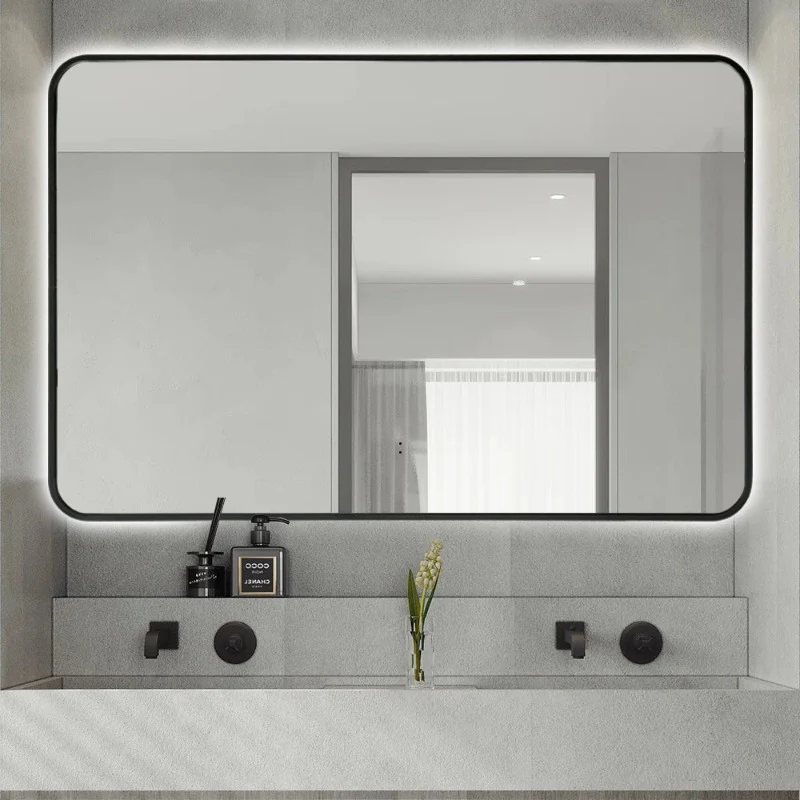 Curva Rectangle Matte Black 1200 x 800 Touchless LED Mirror - Three Light Temperatures - Image 2