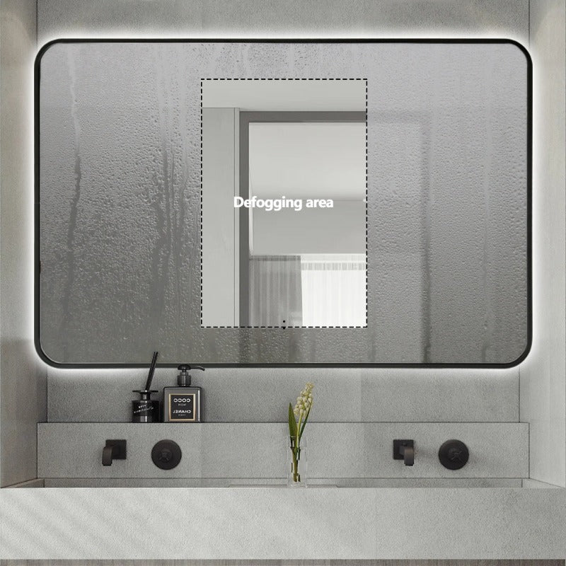 Curva Rectangle Matte Black 1200 x 800 Touchless LED Mirror - Three Light Temperatures - Image 3