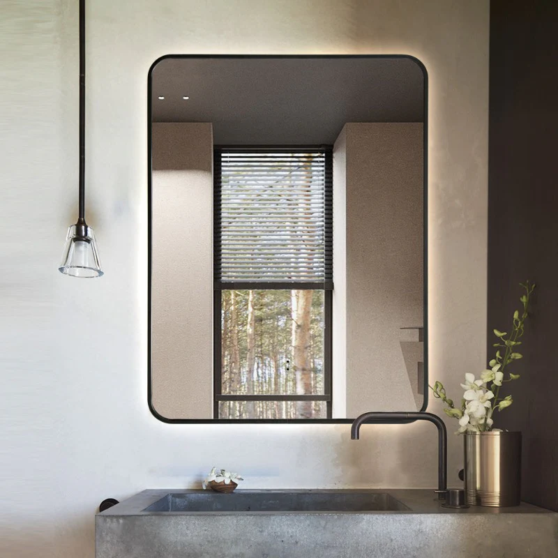 Curva Rectangle Matte Black 600 x 800 Touchless LED Mirror - Three Light Temperatures
