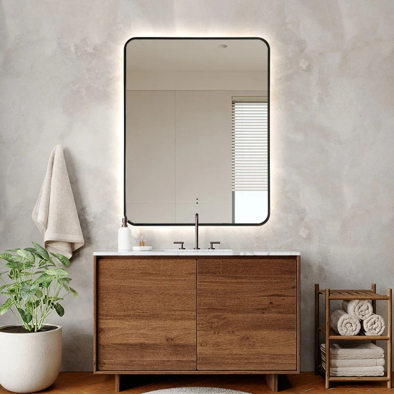 Curva Rectangle Matte Black 700 x 900 Touchless LED Mirror - Three Light Temperatures - Image 3