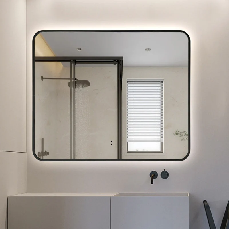 Curva Rectangle Matte Black 900 x 750 Touchless LED Mirror - Three Light Temperatures - Image 2