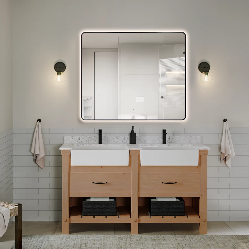 Curva Rectangle Matte Black 900 x 750 Touchless LED Mirror - Three Light Temperatures - Image 5